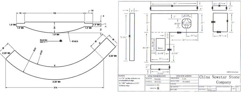 Comptoir de granit Dessin CAD