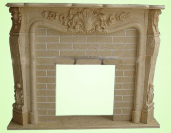 Beige Marble Fireplace