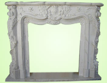 White  Marble Fireplace Carving
