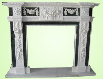 White and Black Marble Fireplace