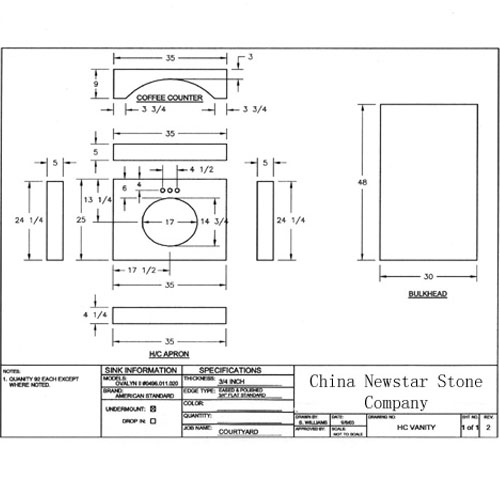 Countertop and Vanity top,CAD Drawing,Granite