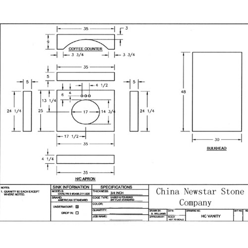 Countertop and Vanity top,CAD Drawing,Granite