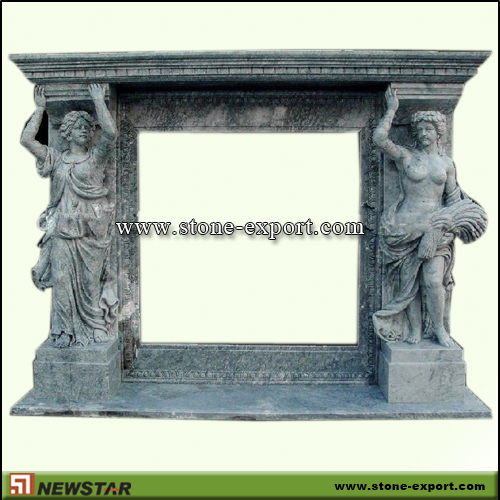 Fireplace Mantels,Marble Fireplace,Grenn Marble