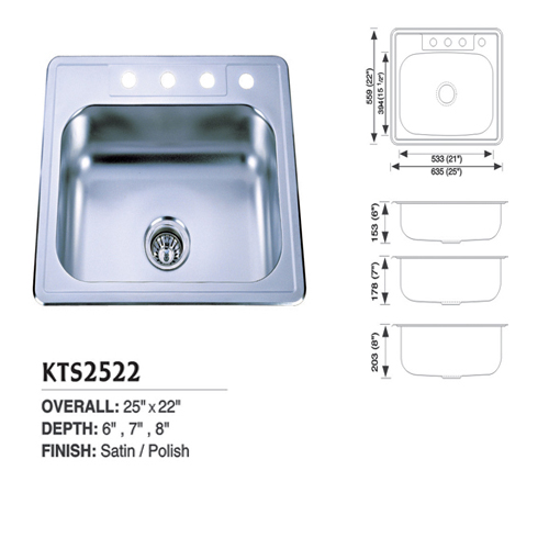 Accessory of Countertop,Stainless Steel Sink,304 stainless steel
