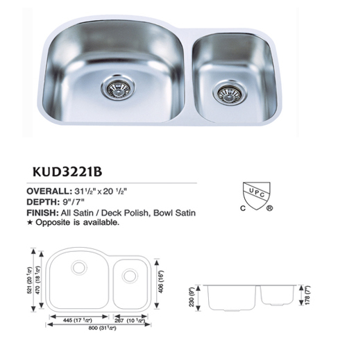 Accessory of Countertop,Stainless Steel Sink,Korea POSCO 304 2b Stainless Steel 