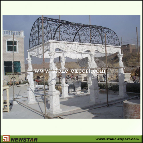 Landscaping Stone,Stone Gazebo,White Marble