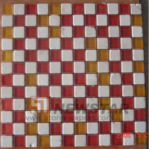 Mosaic Tile,Marble with Glass Mosaic,Marble & Glass