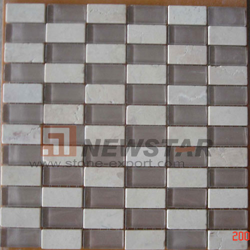 Mosaic Tile,Marble with Glass Mosaic,Marble & Glass