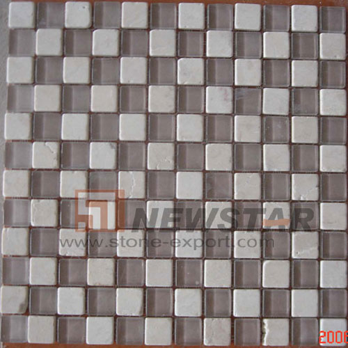 Mosaic Tile,Marble with Glass Mosaic,Marble & Glass