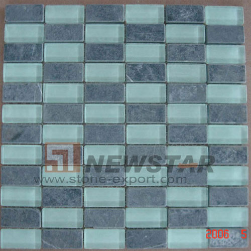 Mosaic Tile,Marble with Glass Mosaic,Marble & Glass