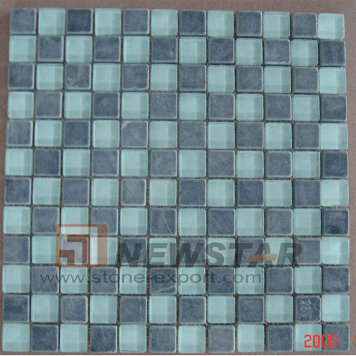 Mosaic Tile,Marble with Glass Mosaic,Marble & Glass