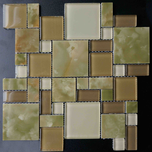 Mosaic Tile,Marble with Glass Mosaic,Marble & Glass