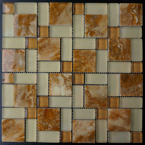 Mosaic Tile,Marble with Glass Mosaic,Marble & Glass