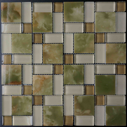 Mosaic Tile,Marble with Glass Mosaic,Marble & Glass