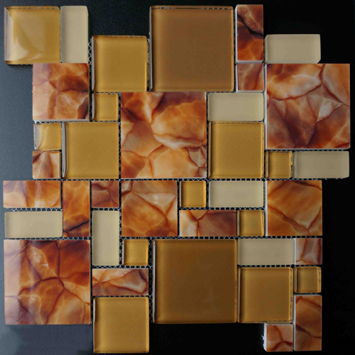 Mosaic Tile,Marble with Glass Mosaic,Marble & Glass