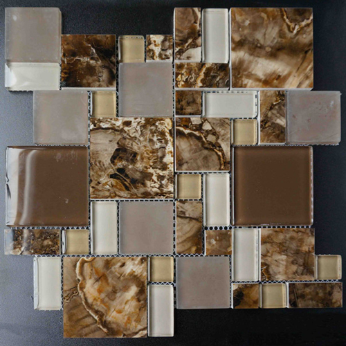 Mosaic Tile,Marble with Glass Mosaic,Marble & Glass