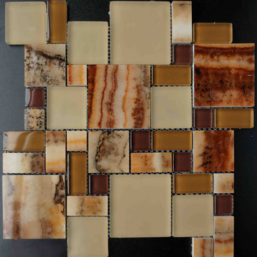 Mosaic Tile,Marble with Glass Mosaic,Marble & Glass