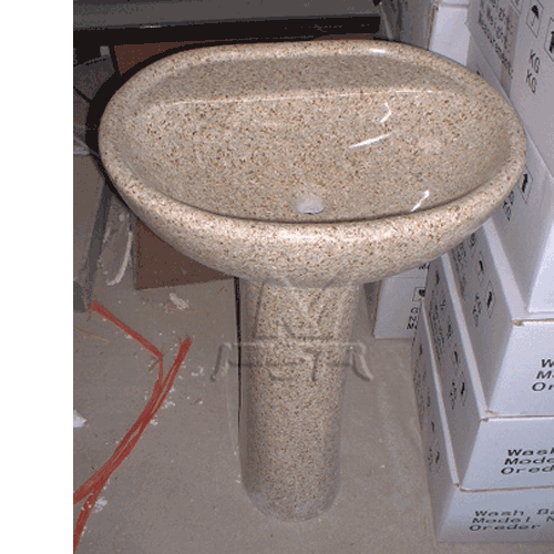 Stone Sink and Basin,Stone Pedestal,Golden Yellow