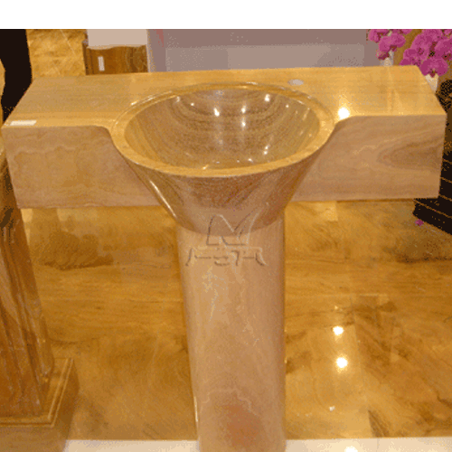 Stone Sink and Basin,Stone Pedestal,Wooden Yellow