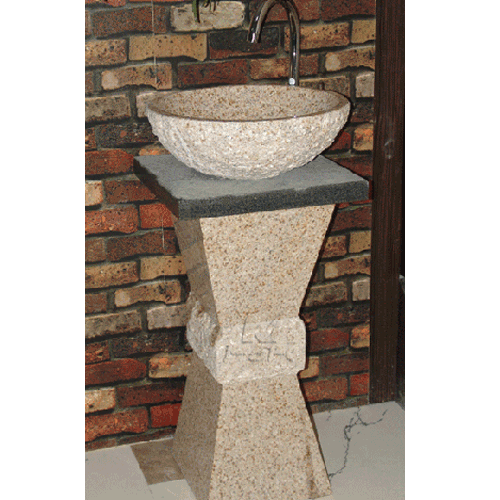 Stone Sink and Basin,Stone Pedestal,Golden Yellow and Absolute Black