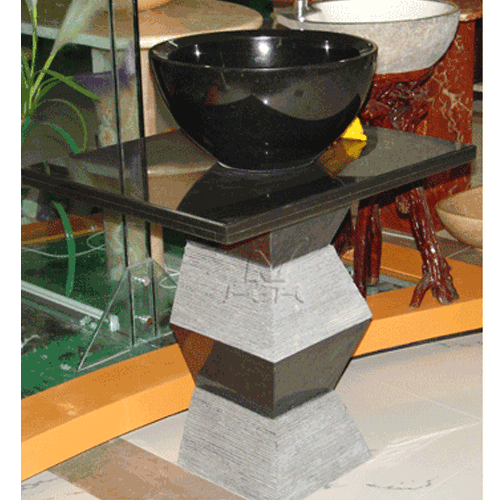 Stone Sink and Basin,Stone Pedestal,Golden Yellow and Absolute Black