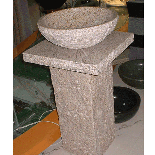 Stone Sink and Basin,Stone Pedestal,Golden Yellow