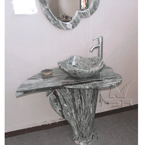 Stone Sink and Basin,Stone Pedestal,Wave Green