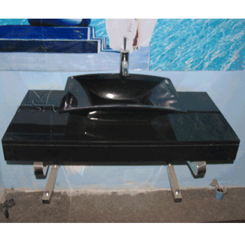 Stone Sink and Basin,Stone Pedestal,Absolute Black 