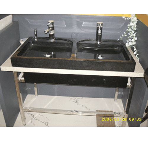 Stone Sink and Basin,Stone Pedestal,Absolute Black 