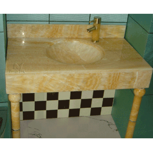 Stone Sink and Basin,Stone Pedestal,Onyx Yellow