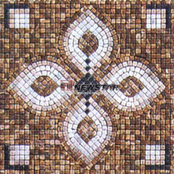 Mosaico Bussola In Marmo Nero E Bianco 30x30 Cm, Medaglione Per Pavimento E Parete Con Cerchio Orientabile