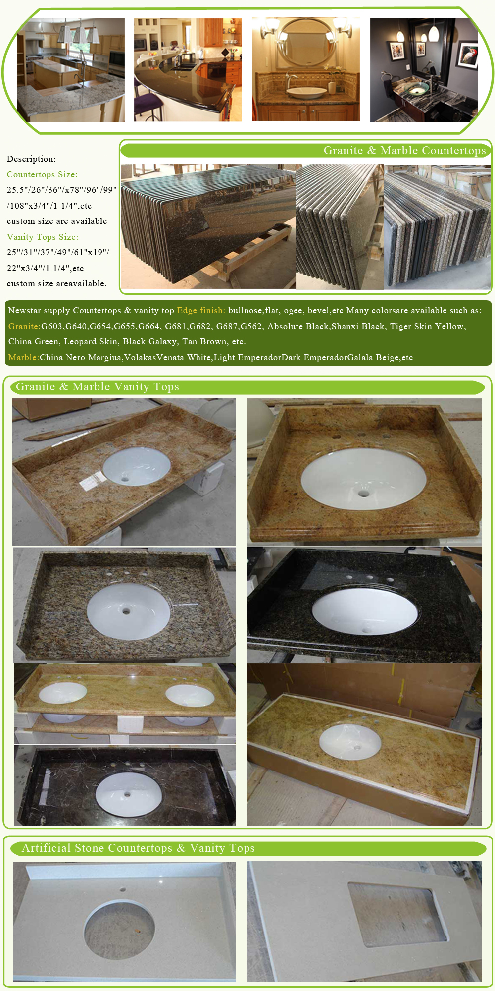 Custom Fabricated Granite Countertops And Marble Vanity Tops 2011